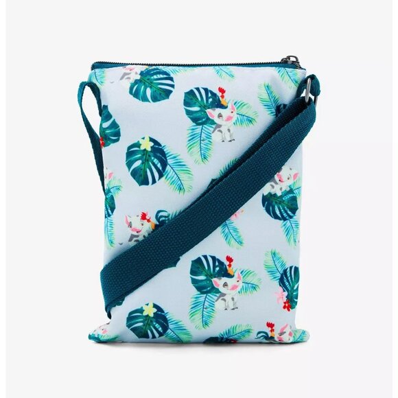 Loungefly Disney Moana Crossbody Pua & Hei Hei Palm Leaves Passport Bag - Picture 3 of 4
